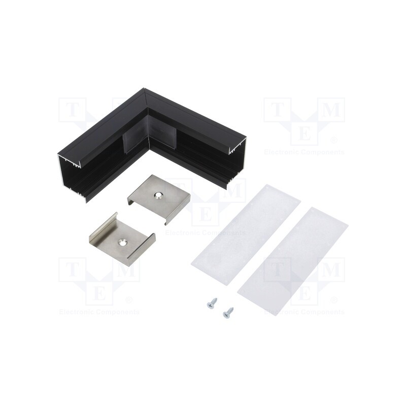 1 set x TOPMET - V4800021S - Connector 90°, black, aluminium, anodized, VARIO30-07