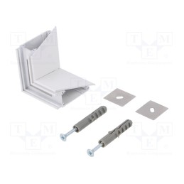 1 set x TOPMET - B8910001 - Connector 90°, white, aluminium, WALLE12