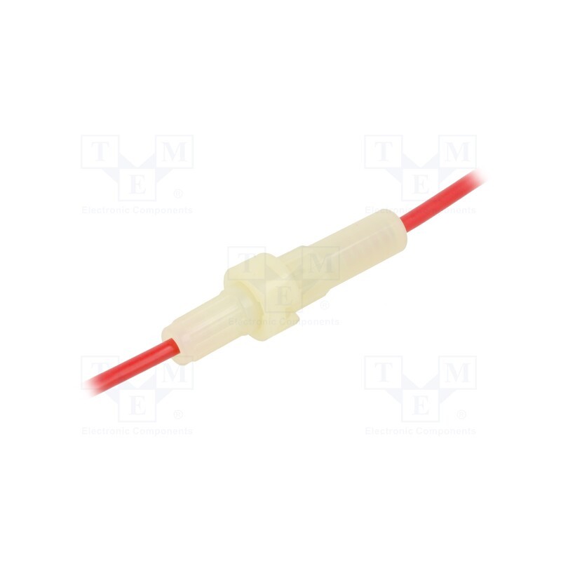 1 pcs x OPTIFUSE - LPA-02W-12R - Fuse holder, cylindrical fuses, 6.3x32mm, Imax: 30A, Leads: cables