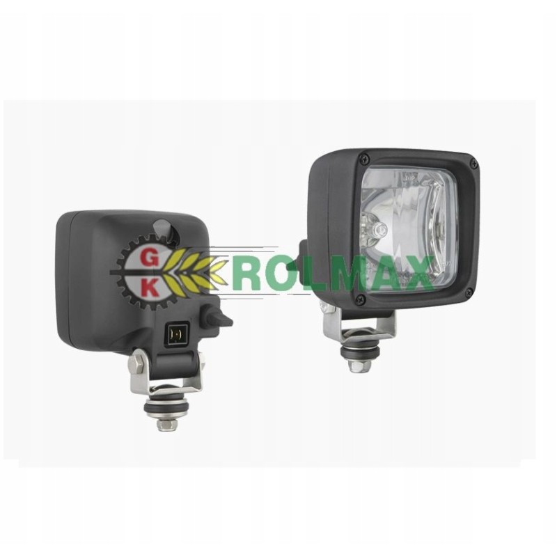 Halogen work lamp with built-in amp connector