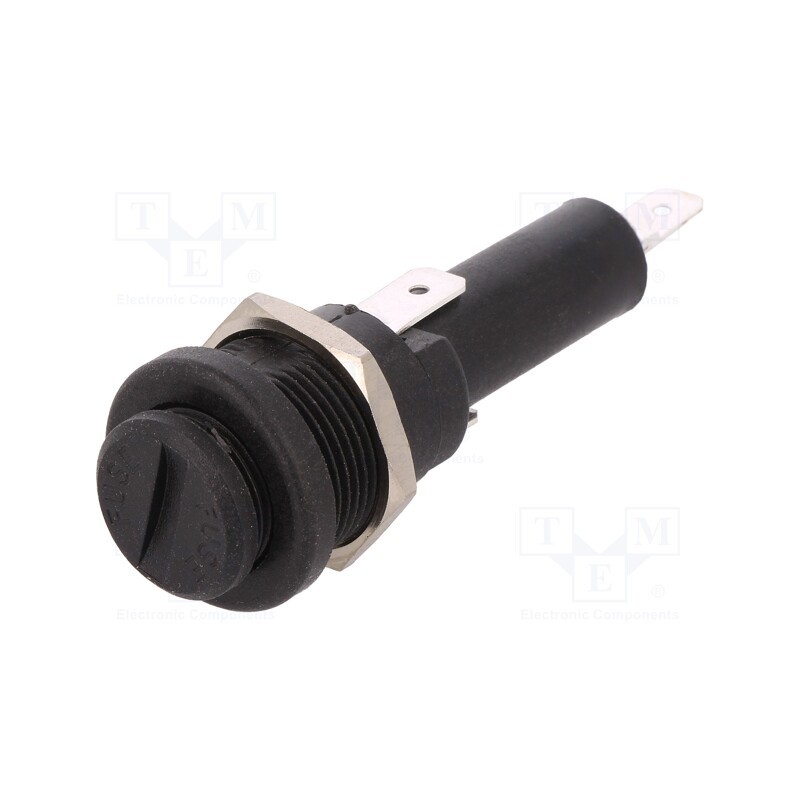 1 pcs x BULGIN - FX0415/S - Fuse holder, cylindrical fuses, 6.3x32mm, 250V, on panel, black