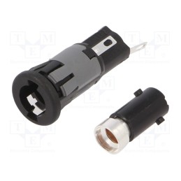 1 pcs x BULGIN - FX0367/2 - Fuse holder, cylindrical fuses, 5x20mm, 250V, on panel, black