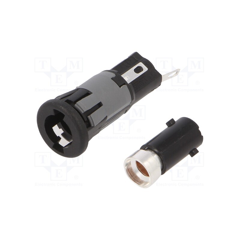 1 pcs x BULGIN - FX0367/2 - Fuse holder, cylindrical fuses, 5x20mm, 250V, on panel, black
