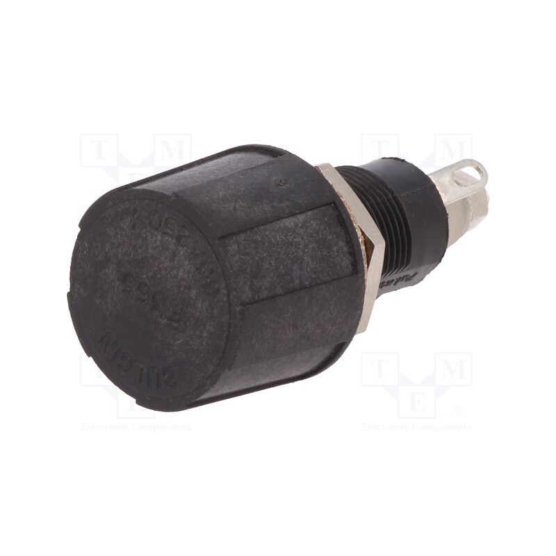 1 pcs x BULGIN - FX0365 - Fuse holder, cylindrical fuses, 5x20mm, 250V, on panel, black