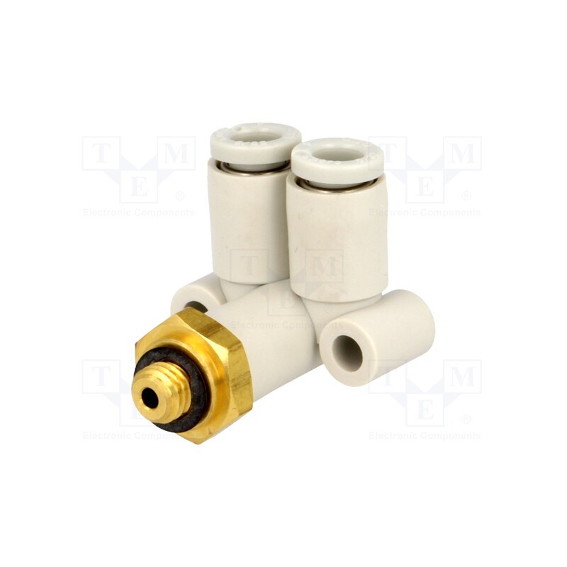 1 pcs x SMC-KQ2LU04-M5A - Push-in fitting, threaded,angled 90°, -1÷10bar, polypropylene