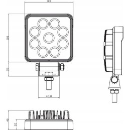 Square LED work lamp 15w 1710 lm 10 30v sw