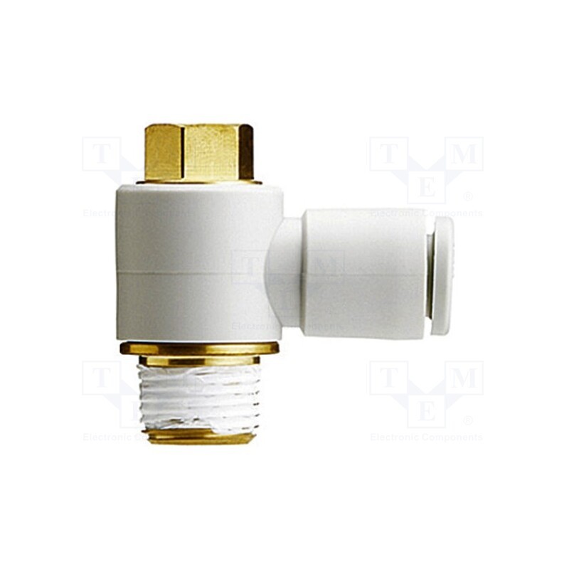 1 pcs x SMC-KQ2V06-01AS - Push-in fitting, threaded,angled 90°, -1÷10bar, Thread: R 1/8'