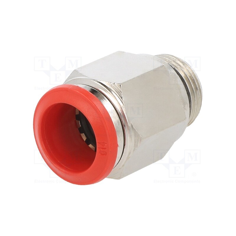 1 pcs x AIGNEP-50020 14-3/8 - Push-in fitting, straight, -0.99÷20bar, nickel plated brass