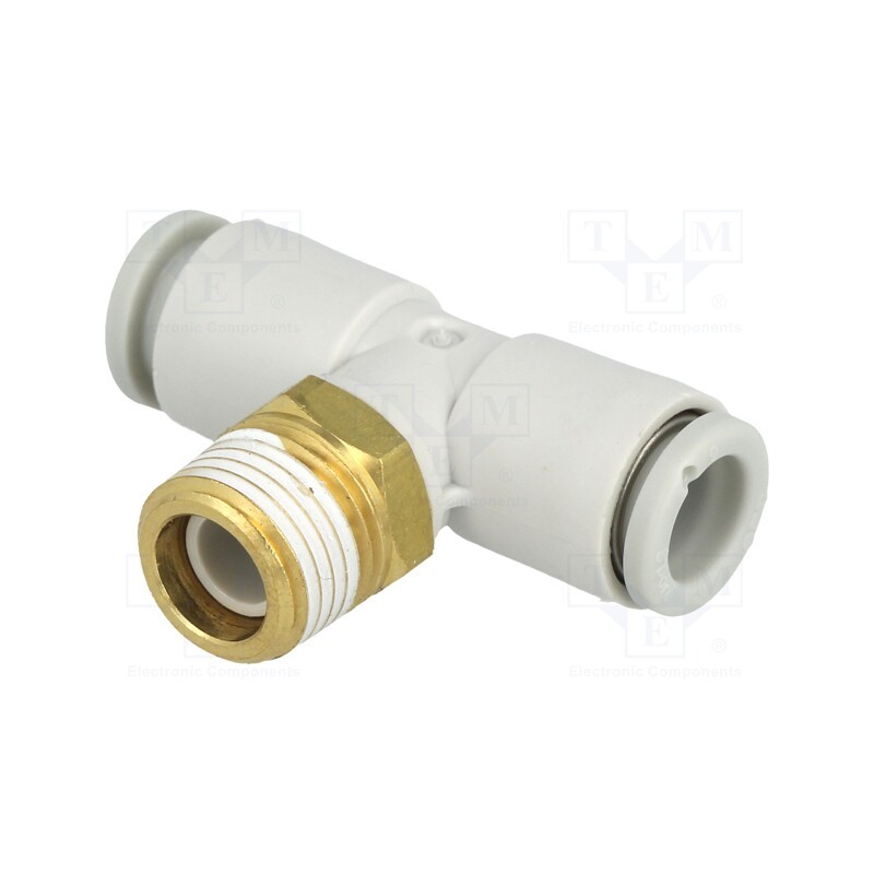 1 pcs x SMC-KQ2T06-01AS - Tee fitting, threaded,plug-in, -1÷10bar, brass,polypropylene