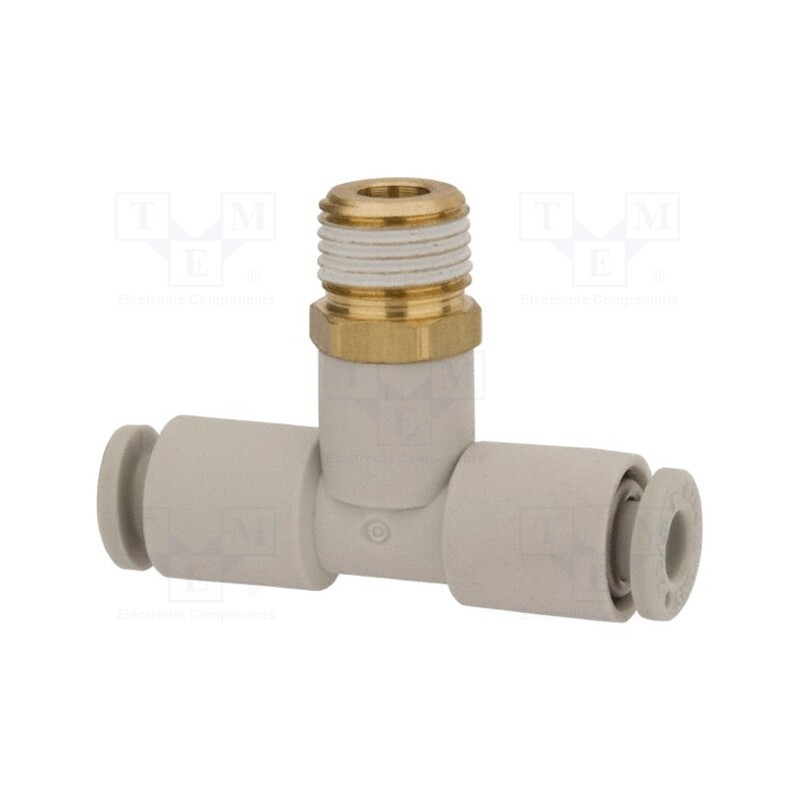 1 pcs x SMC-KQ2T06-03AS - Tee fitting, threaded,plug-in, -1÷10bar, brass,polypropylene