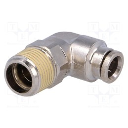 1 pcs x NORGREN HERION-101470838 - Push-in fitting, angled, nickel plated brass, Thread: BSP 3/8'