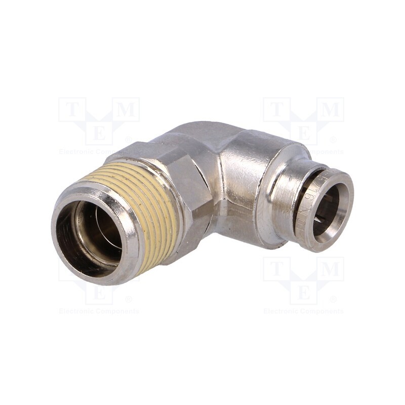 1 pcs x NORGREN HERION-101470838 - Push-in fitting, angled, nickel plated brass, Thread: BSP 3/8'