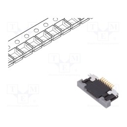 5 pcs x Amphenol Communications Solutions - SFV8R-3STBE1HLF - Connector: FFC/FPC, horizontal, PIN: 8, bottom contacts,ZIF, SMT