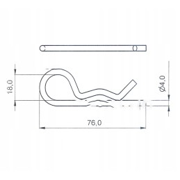 Galvanized cotter pin, diameter 4 mm, length 75 mm up to