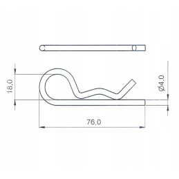 Galvanized cotter pin, diameter 4 mm, length 75 mm up to