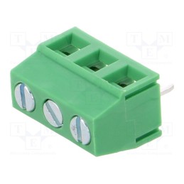5 pcs x ADAM TECH - EB21A-03-C - PCB terminal block, angled 90°, 5mm, ways: 3, on PCBs, 1.5mm2, 8A