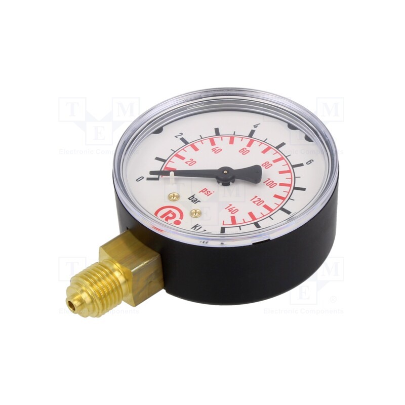1 pcs x PNEUMAT-117-KD - Manometer, 0÷10bar, 63mm, non-aggressive liquids,inert gases