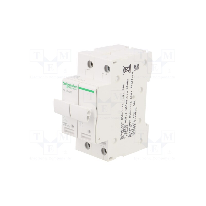1 pcs x SCHNEIDER ELECTRIC - A9N15650 - Fuse base, for DIN rail mounting, Poles: 2