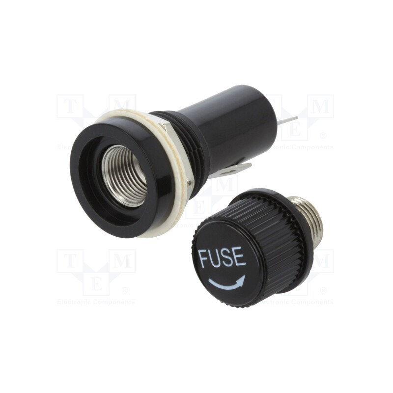 1 pcs x EATON/BUSSMANN - BK16-HTJ-601I - Fuse holder with cover, cylindrical fuses, 6.3x32mm, 10A, black