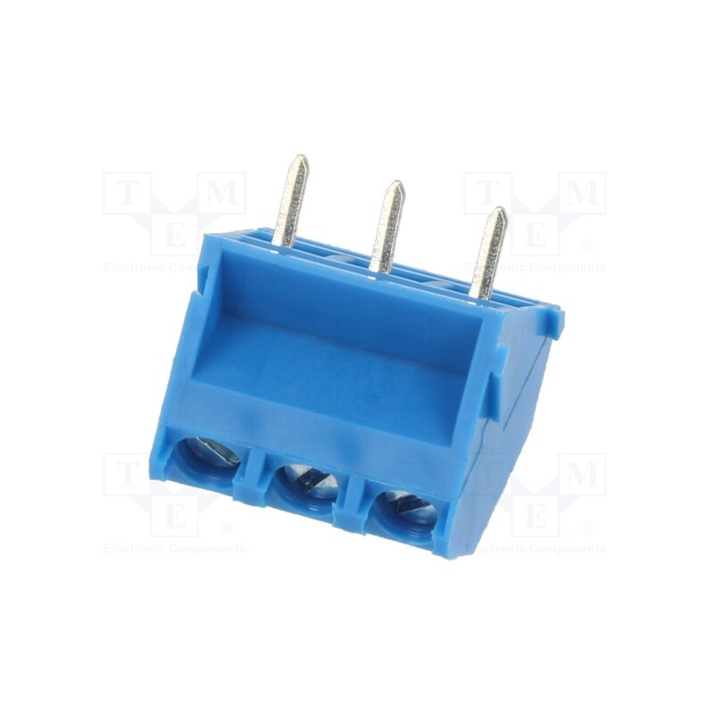 5 pcs x XINYA - XY104-3P 5.0MM BLUE - PCB terminal block, angled 45°, 5mm, ways: 3, on PCBs, 2.5mm2, 15A