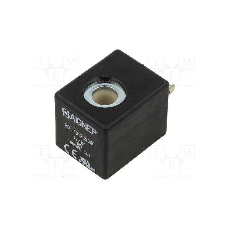 1 pcs x PNEUMAT-FLSOL11012C5000 - Coil for solenoid valve, IP65, 12VDC, 8W, 10mm