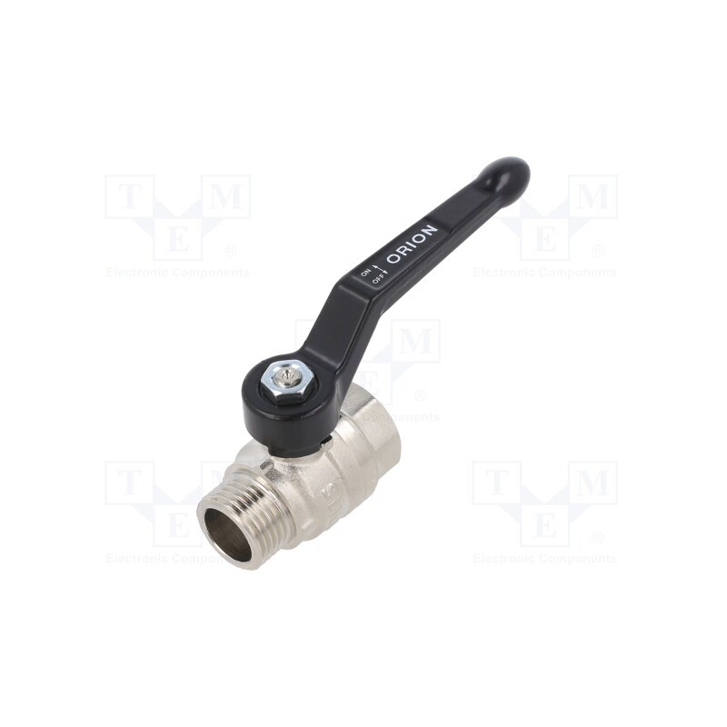 1 pcs x PNEUMAT-335.04-EF - Mechanical ball valve, max.25bar, nickel plated brass, -15÷90°C