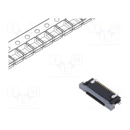 5 pcs x Amphenol Communications Solutions - SFV12R-3STBE1HLF - Connector: FFC/FPC, horizontal, PIN: 12, bottom contacts,ZIF, SMT