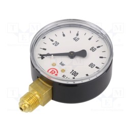 1 pcs x PNEUMAT-122 - Manometer, 0÷100bar, 63mm, non-aggressive liquids,inert gases
