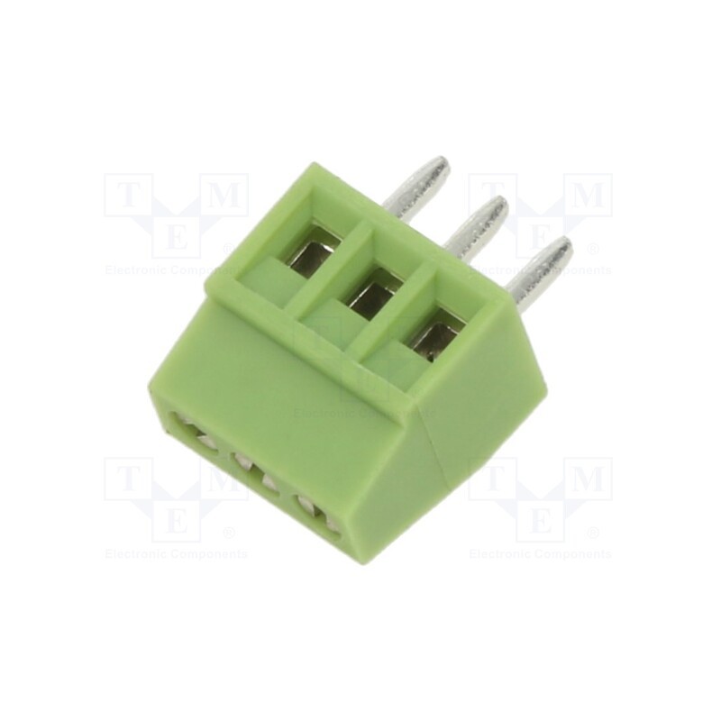 5 pcs x XINYA - XY308-3P 2.54MM GREEN - PCB terminal block, angled 90°, 2.54mm, ways: 3, on PCBs, terminal