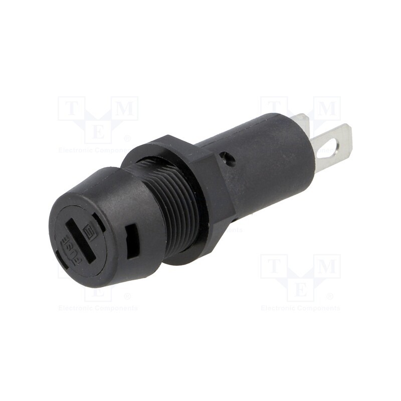 1 pcs x SCHURTER - 3101.001 - Fuse holder, cylindrical fuses, 5x20mm, 10A, on panel, black, FPG1