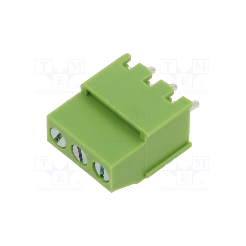 5 pcs x XINYA - XY129VB-3P 5.0MM GREEN - PCB terminal block, angled 90°, 5mm, ways: 3, on PCBs, terminal
