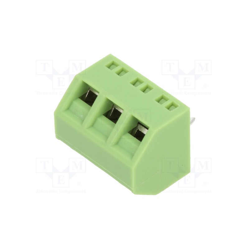 5 pcs x XINYA - XY127S-3P 5.0MM GREEN - PCB terminal block, angled 45°, 5mm, ways: 3, on PCBs, 1.5mm2, 12A