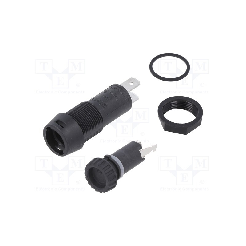 1 pcs x SCHURTER - 3101.0315 - Fuse holder, cylindrical fuses, 5x20mm, 10A, on panel, black, FPG1