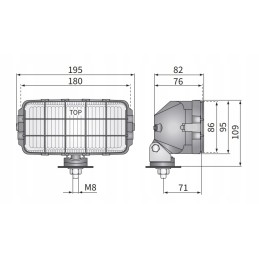 White h3 70w e8 road headlight with 180x86 grille