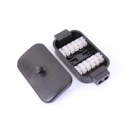 Black electrical box with 12 connectors