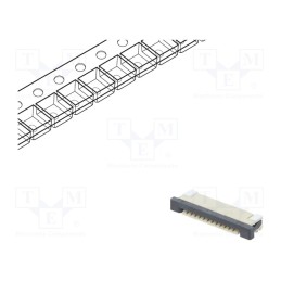 5 pcs x CONNFLY - DS1020-07-12VBT1A-R - Connector: FFC/FPC, horizontal, PIN: 12, ZIF, SMT, tinned, 30mΩ, 1mm