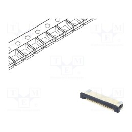 5 pcs x CONNFLY - DS1020-07-14VBT1A-R - Connector: FFC/FPC, horizontal, PIN: 14, ZIF, SMT, tinned, 30mΩ, 1mm
