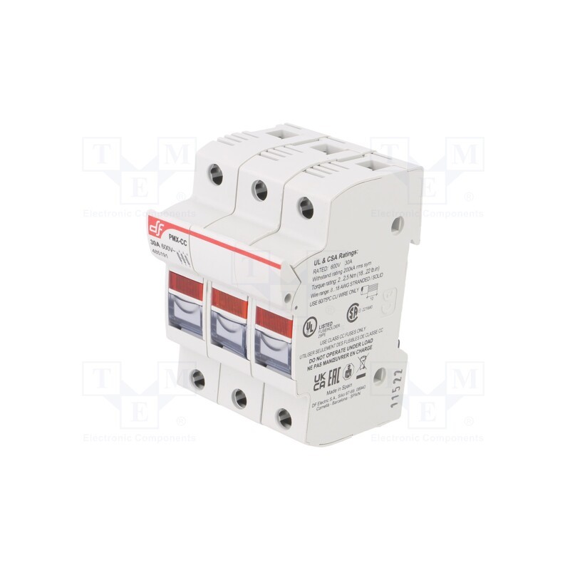 1 pcs x DF ELECTRIC - 485191 - Fuse holder, cylindrical fuses, for DIN rail mounting, 30A, IP20