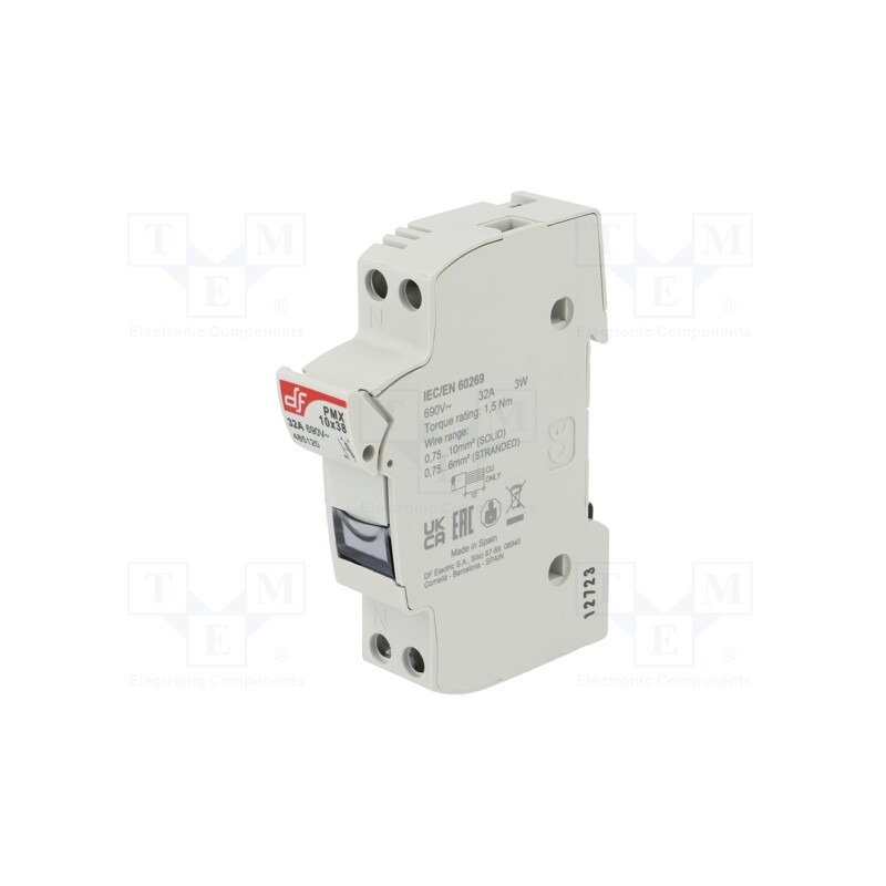 1 pcs x DF ELECTRIC - 485120 - Fuse holder, cylindrical fuses, 10x38mm, for DIN rail mounting