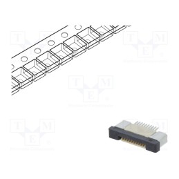 5 pcs x CONNFLY - DS1020-09-10VBT1B-R - Connector: FFC/FPC, horizontal, PIN: 10, ZIF, SMT, 500mA, tinned