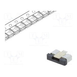 5 pcs x CONNFLY - DS1020-09-04VBT1A-R - Connector: FFC/FPC, horizontal, PIN: 4, ZIF, SMT, 500mA, tinned, 30mΩ