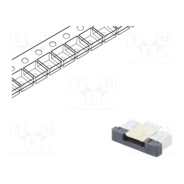 5 pcs x CONNFLY - DS1020-09-6VBT1A-R - Connector: FFC/FPC, horizontal, PIN: 6, ZIF, SMT, 500mA, tinned, 30mΩ