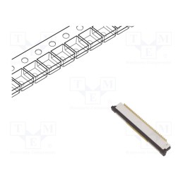 5 pcs x Global Connector Technology (GCT) - FFC3A20-22-G - Connector: FFC/FPC, vertical, PIN: 22, ZIF, SMT, 125V, 1A, gold flash
