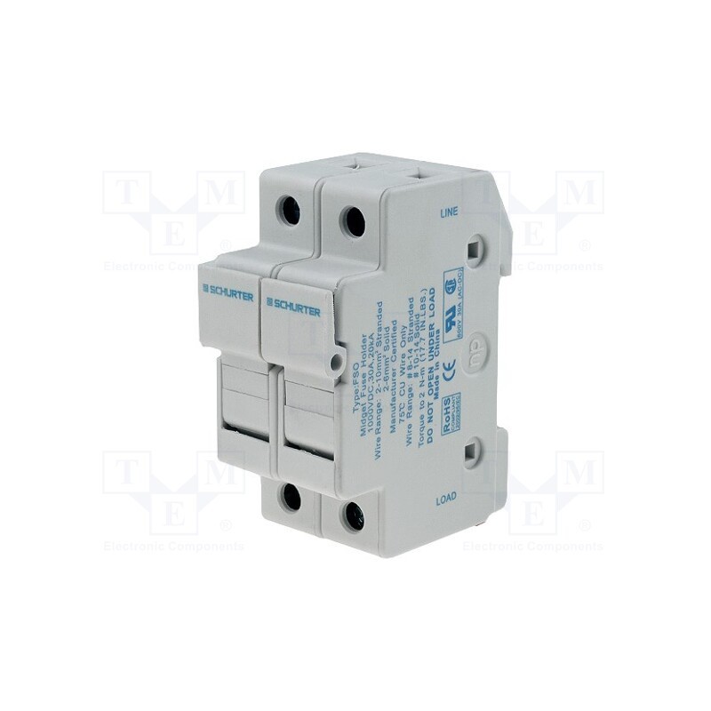1 pcs x SCHURTER - 91.0002 - Fuse holder, cylindrical fuses, 10.3x38mm, 30A, 600VAC, -40÷130°C