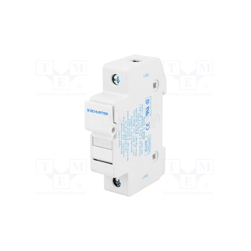 1 pcs x SCHURTER - 91.0001 - Fuse holder, cylindrical fuses, 10.3x38mm, 30A, 600VAC, -40÷130°C