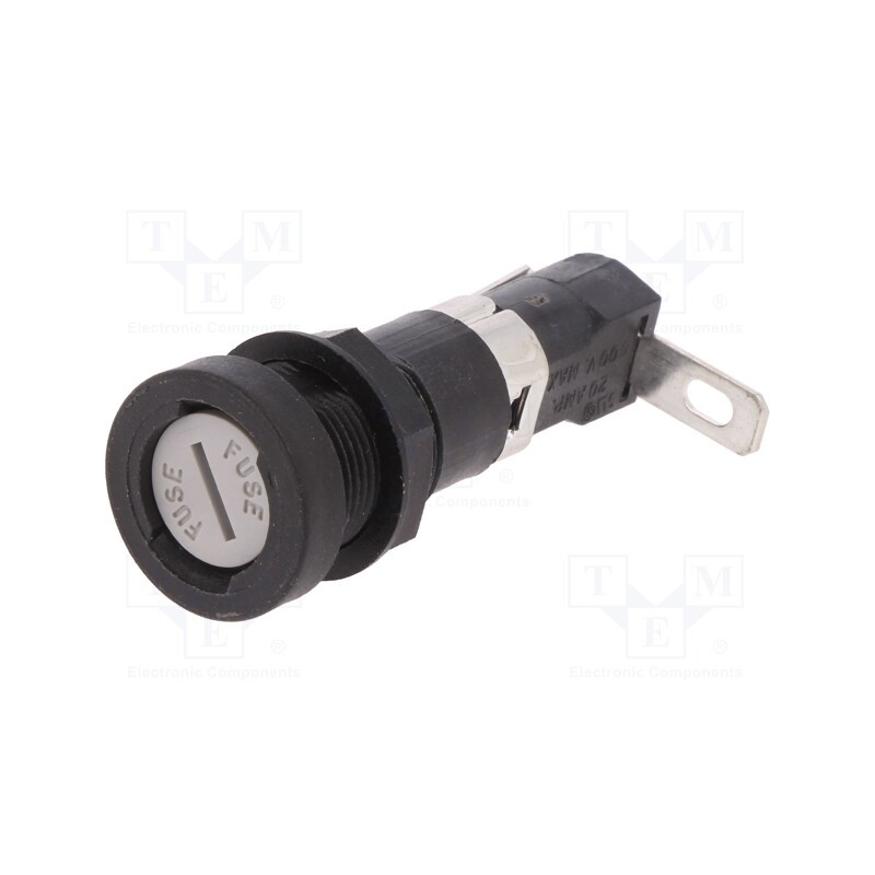 1 pcs x LITTELFUSE - 03450601H - Fuse holder, cylindrical fuses, 6.3x32mm, 16A, 250V, on panel