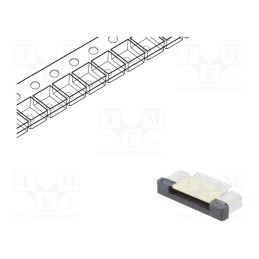 5 pcs x CONNFLY - DS1020-09-12VBT1A-R - Connector: FFC/FPC, horizontal, PIN: 12, ZIF, SMT, 500mA, tinned
