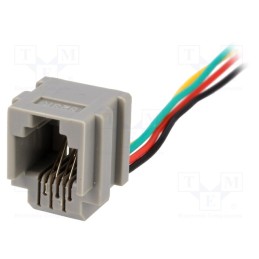 5 pcs x NINIGI - RJ11GL - Socket, RJ11, 200mm, PIN: 4, with panel stop blockade,with leads