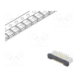 5 pcs x CONNFLY - DS1020-08-12VBT11-R - Connector: FFC/FPC, vertical, PIN: 12, ZIF, SMT, 500mA, tinned, 30mΩ