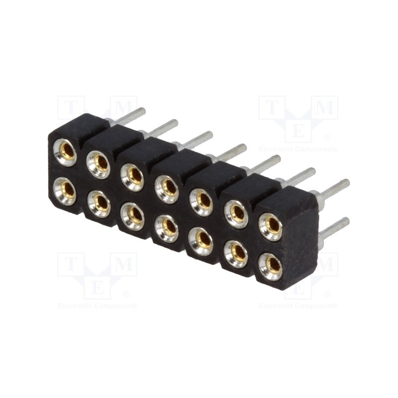 5 pcs x CONNFLY - DS1002-01-2*7V13 - Socket, pin strips, female, PIN: 14, turned contacts, straight